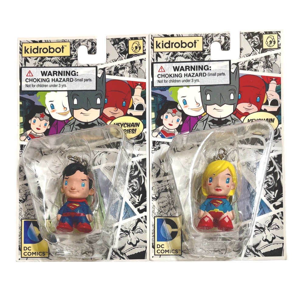 SUPERMAN & SUPERGIRL DC Comics DC Universe Kidrobot 1.5" Vinyl Keychains